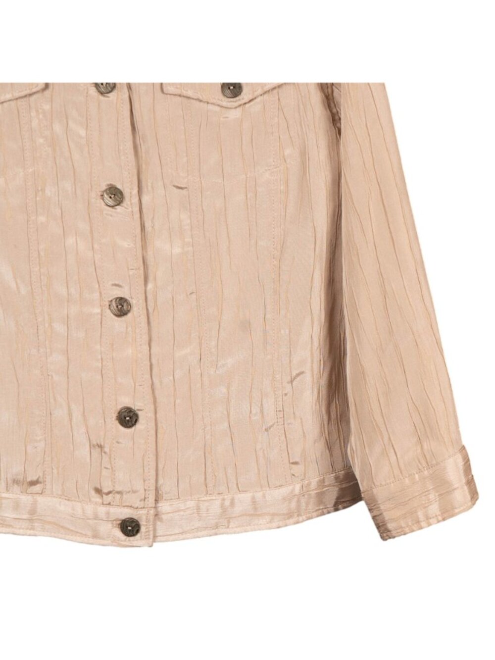 Ruby Rd Crinkle Jacket 16 Womens Beige Fall Buttons Rayon Blend Pockets Collar - Picture 3 of 6